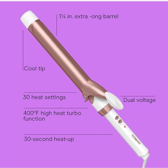 Conair Rose Gold XL Double Ceramic Curling Iron - Picture 5 of 16